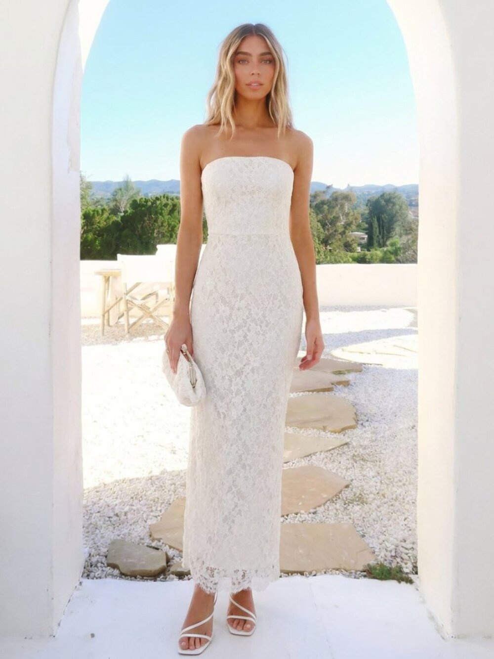 RALPH LAUREN EVENING Ivory Lace Strapless Gown Sequined Formal Dress‎ Size 4